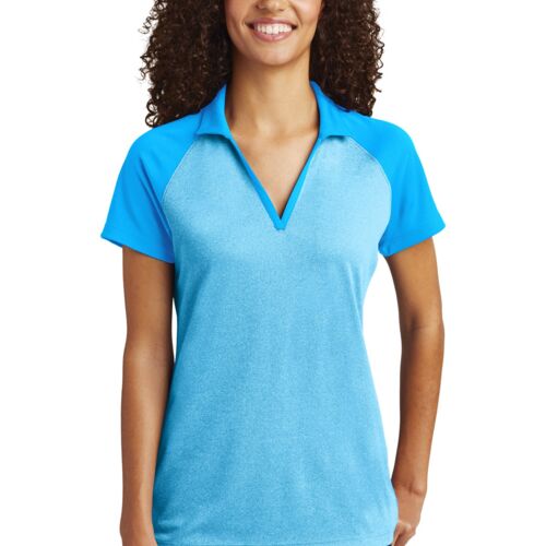Ladies RacerMesh Raglan Heather Block Polo Thumbnail